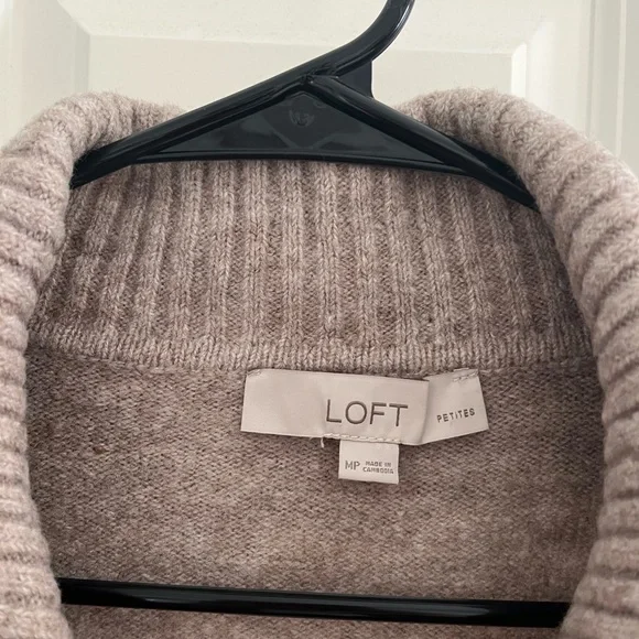 LOFT Taupe Ribbed Knit Sweater - Picture 2 of 5